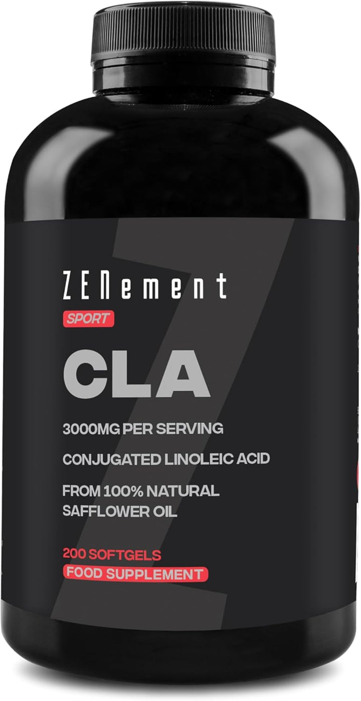 CLA Conjugated Linoleic Acid 3000 Mg per Dose – 200 Easy‑Absorb Softgel Capsules from Safflower Oil 80 % (2‑Month Supply) – Sports Supplement – High Concentration –
