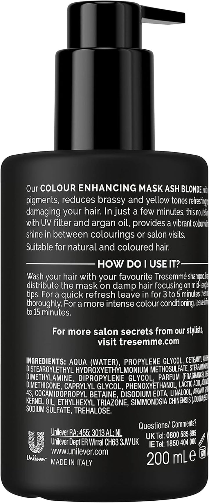 Ash Blonde Colour Enhancing Hair Mask with Colour Pigments & Argan Oil for a Vibrant Colour with Brilliant Shine between Colourings 200 Ml