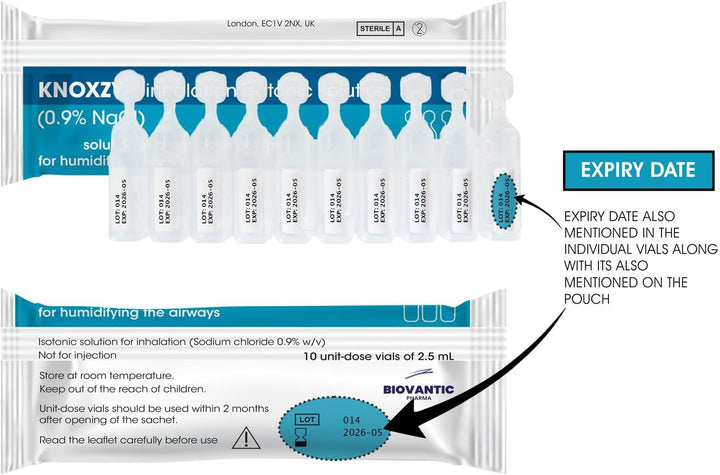 Isotonic Saline Solution 0.9% - Sodium Chloride Nacl - Inhalation Saline Solution – 20 X 2.5 Ml Unit Dose Vials