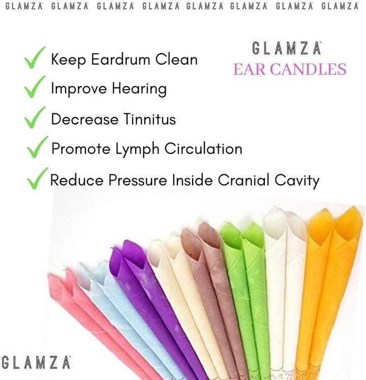 Organic Hopi Ear Candles for Blocked Ears - All Natural Ear Wax Remover  100% Natural Beeswax Candle - 16Pcs (8 Pairs) with 8 Protective Disc Cones for Safe & Effective Ear Candling