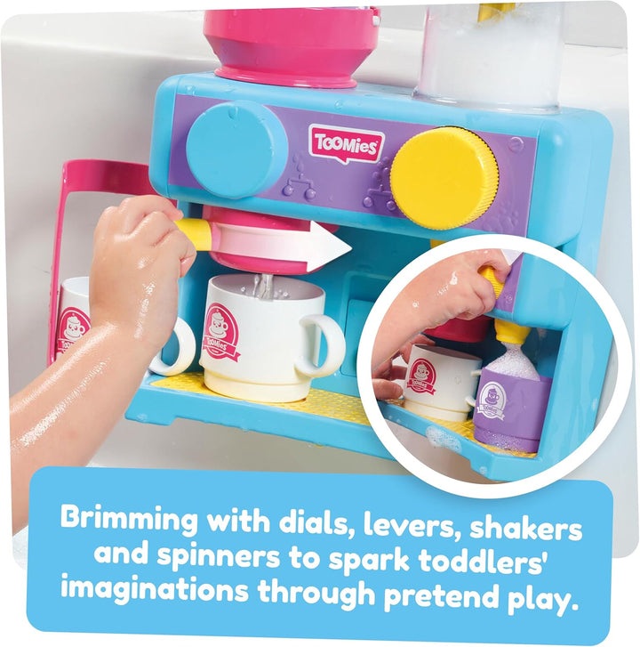Bath Barista - Pretend Cafe Baby Bath Toys - Wall Mounted Bubble Bath Play Kitchen Toddler Toys - Kids Kitchen Set Includes 3 Cups, 1 Jug, 1 Shaker - +18 Months Boys Toys & Girls Toys