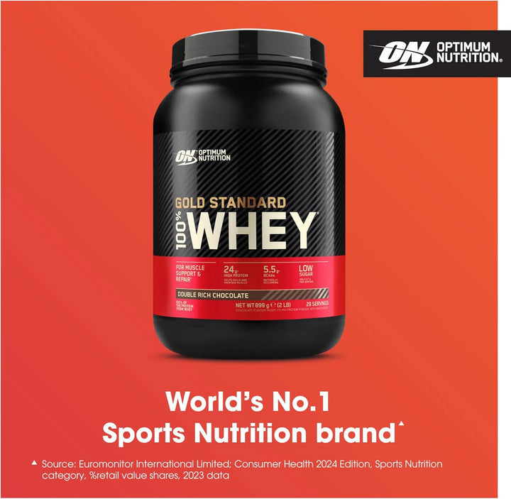 Gold Standard Whey Protein, Muscle Building Powder with Naturally Occurring Glutamine and Amino Acids, Double Rich Chocolate, 29 Servings, 899 G, Packaging May Vary