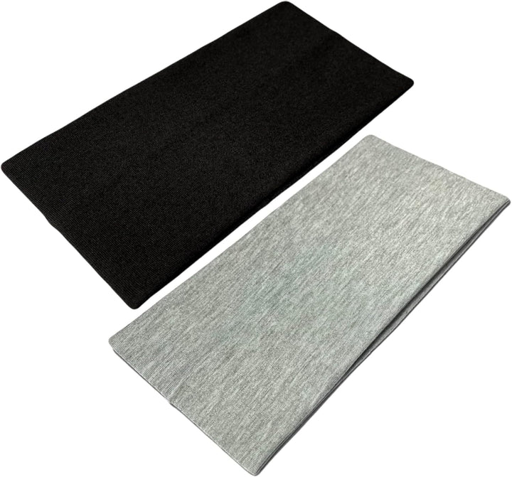 Extra Wide Headbands 11Cm Plain Stretchy Kylie Head Band 2 Pack Unisex Bandeau Headbands for Women & Men Soft Hairbands Yoga Bandana Headband (Black)