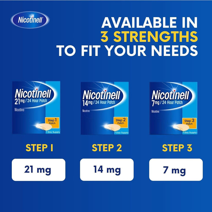 Nicotine 7Mg Patch (Pack of 7), Nicotine Patches, Stop Smoking Aid, 24H Craving Control, Step 3 for Light Smokers, Quit Smoking Aid