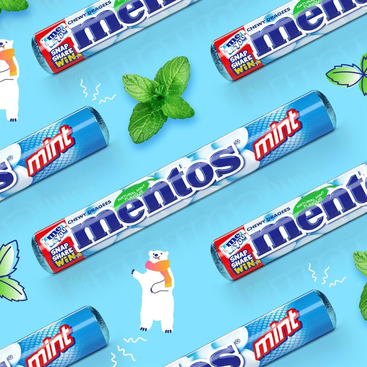 Soft Mints, Mint Chewy Party Sweets with Natural Colours, Suitable for Vegetarians - 40 Rolls