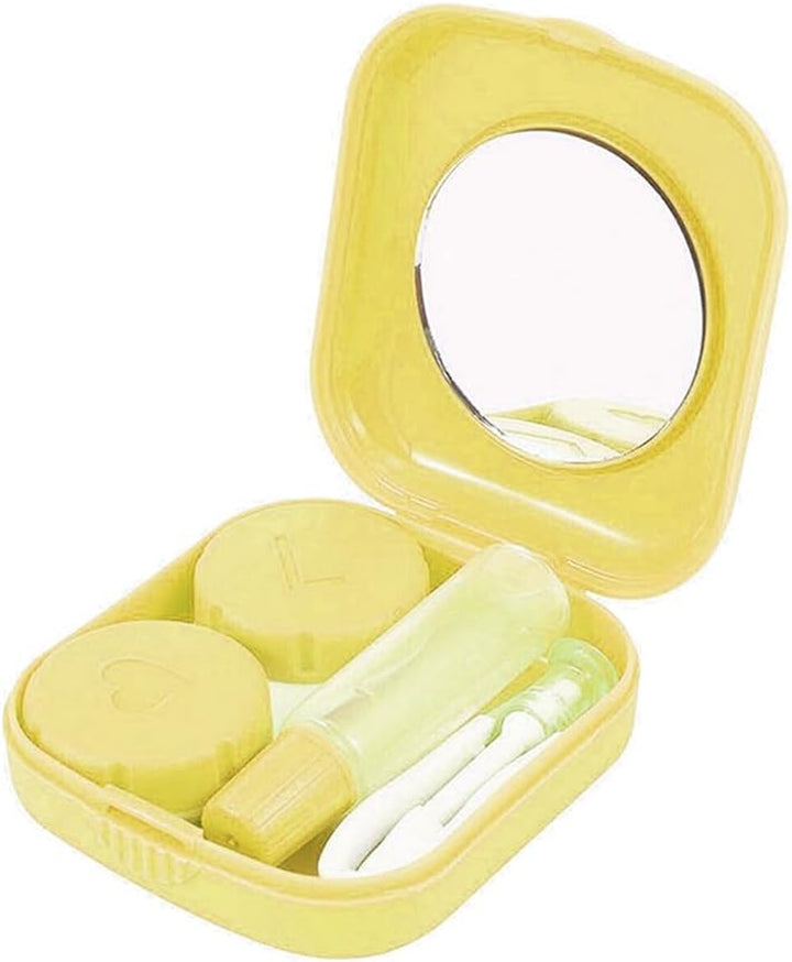 Portable Contact Lens Travel Kit with Mirror, Empty Drop Bottle, Lens Case and Tweezer – Compact Storage Set
