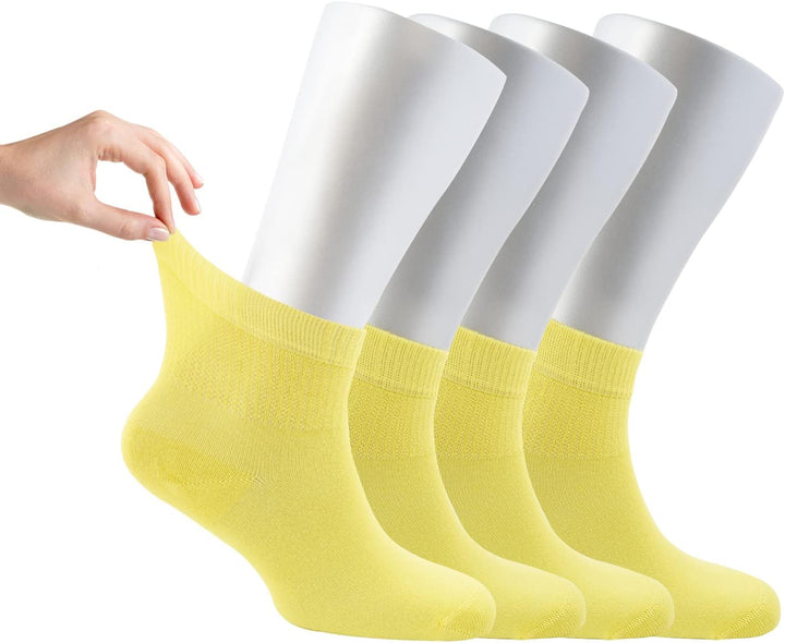 ® Women Loose Diabetic Socks | 4-Pack Neuropathy Ankle Socks for Ladies | Super Soft Eco-Friendly Bamboo Material | Durable with Seamless Toe | Multicolour Patterns | 4 Seasons