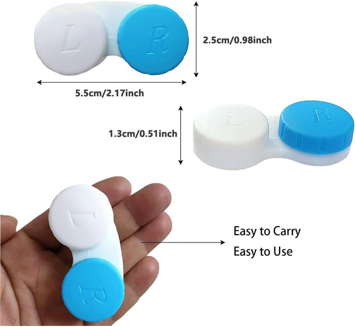 Contact Lens Cases - 4Pcs Portable Contact Lens - Travel Contact Lens Cases,Contact Lens Soaking Storage Case with L and R Caps,Contact Lens Cases Holder Box（Pink+Blue）