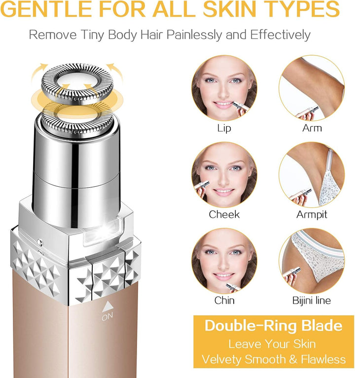 Facial Hair Remover Women,  USB Rechargeable Hair Removal, Painless Face Hair Trimmer, Portable Electric Razor, Waterproof Ladies Shaver for Peach Fuzz/Lip/Chin