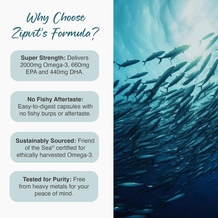 Omega 3 Fish Oil 2000Mg, EPA 660Mg DHA 440Mg per Daily Serving. 120 Capsules (2 Months Supply). Supports Heart, Brain Function and Eye Health. 2 Capsules per Serving