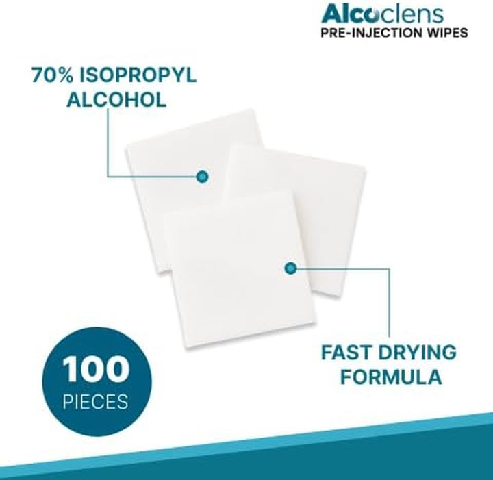 Pre-Injection Alcohol Wipes/Swabs Box of 100 Sachets