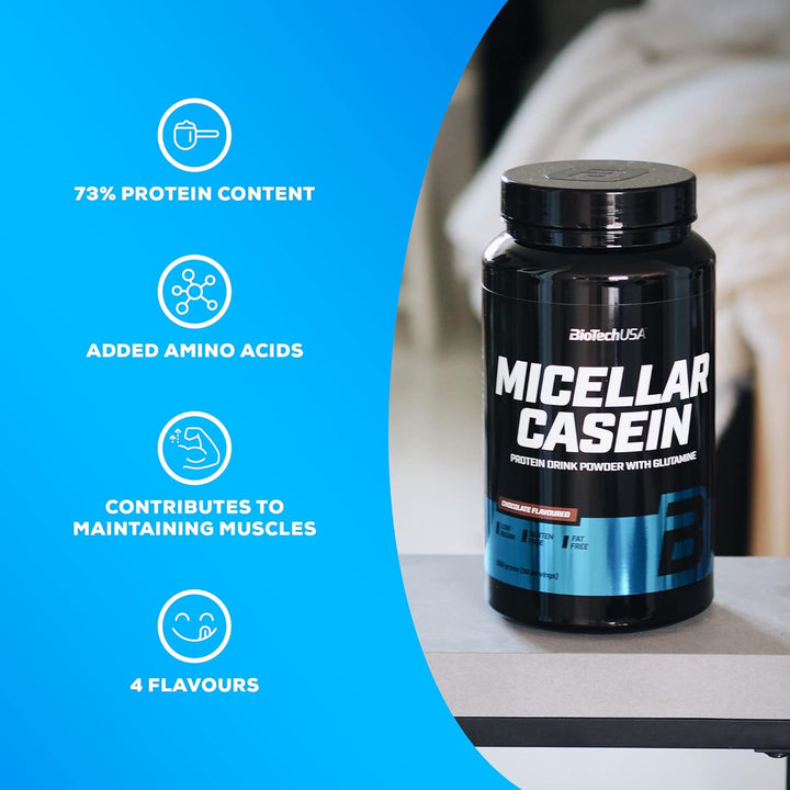Micellar Casein Protein Powder | Extended Absorbtion Time | Gluten-Free, and Fat-Free | Added L-Glutamine, 908 G, Strawberry Casein protein, Slow-digesting protein, Protein supplement, Protein powder, Muscle recovery protein, Fitness protein, High protein
