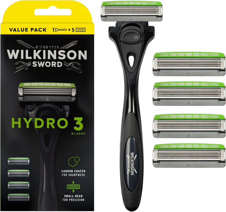 Hydro 3 Men’S Razor, Great Addition to Wash Bags for Men'S Grooming, Great Shavers for Routine Shaving, 1 Reusable Handle plus 9 Blades Refills Pack