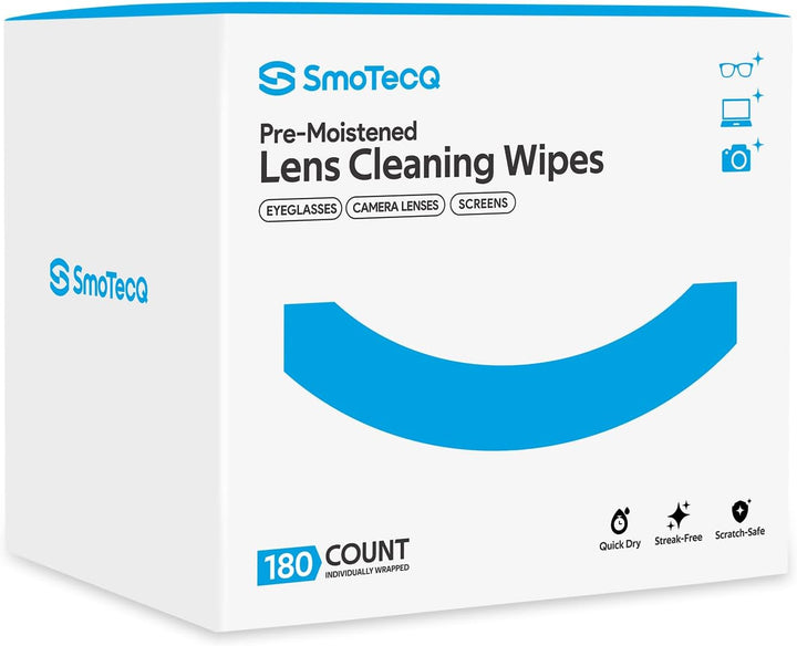 Lens Cleaning Kit – 180 Pre-Moistened Wipes & 2 Ultra-Soft Microfiber Cloths, Individually Wrapped, Streak-Free & Scratch-Free, Safe for Eyeglasses, Screens & Camera Lenses