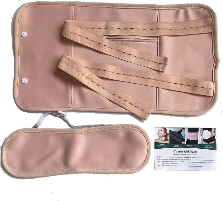 Castor Oil Packs,New Upgrade Wrap Abdomen and Neck, Reusable Organic Castor Kit for Liver, Aid Sleep, Auxiliary Liver and Abdominal Muscles to Improve Circulation Digestion