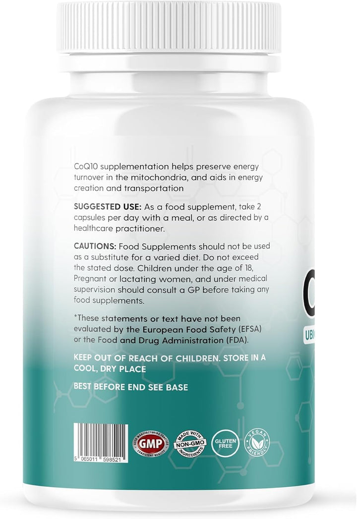Vinco Coq10 400Mg - 120 High Strength Ubiquinone Coenzyme Q10 Capsules - Antioxidant for Heart & Cardio, Increased Energy & Focus - Naturally Fermented - Non-Gmo & Gluten Free - UK Made