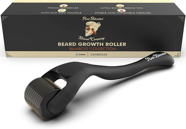 Beard Roller 0.5Mm – 540 Titanium Microneedle Derma Roller for Beard Growth & Hair Regrowth for Men – Microneedling Tool for Thicker, Fuller Beard & Skincare