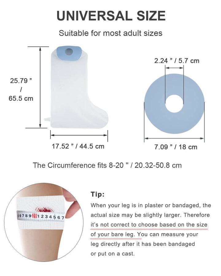 Waterproof Leg Cover for Shower, Leg Cast Cover for Shower, Reusable Cast Protector for Shower Leg Adult, Soft Comfortable Cast Cover Leg Cast Shower Cover for Plaster, Bandage, Dressing