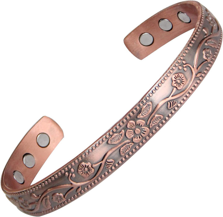 Copper Magnetic Bracelet for Women, 99.99% Pure Copper Cuff Bangle with 3500 Gauss Magnets, Adjustable Brazaletes with Jewelry Box
