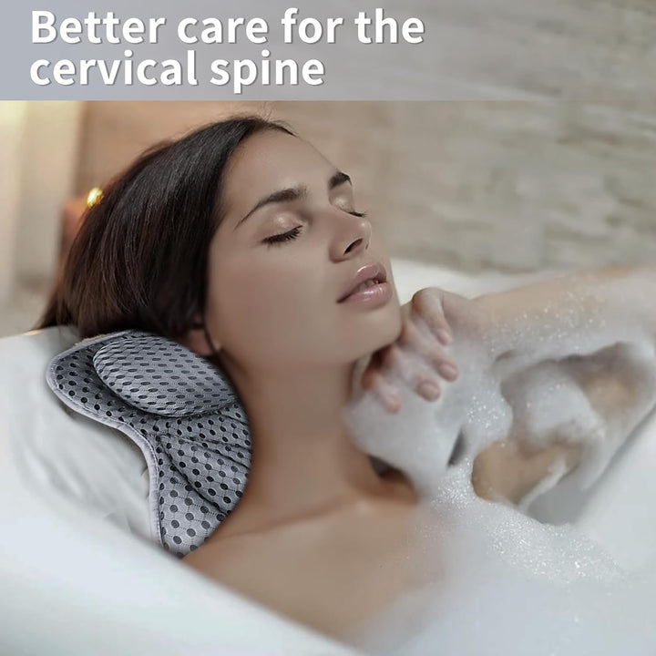 Bath Cushion,  Bath Cushion 4D Mesh Headrest with 6 Non-Slip Suction Cups Can Support Head, Neck, Back, for Bathtub, Home Spa