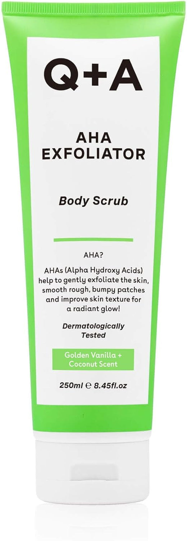 AHA Exfoliator Body Scrub (250Ml), Exfoliating Body Scrub with AHA and Lactic & Glycolic Acid, Smooths Rough Dry Skin, Brightens & Hydrates, Vanilla & Coconut Scent