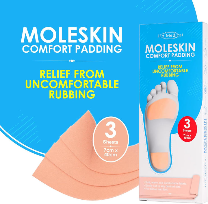 Moleskin Comfort Padding Tape for Feet 7Cm X 40Cm - Box of 3