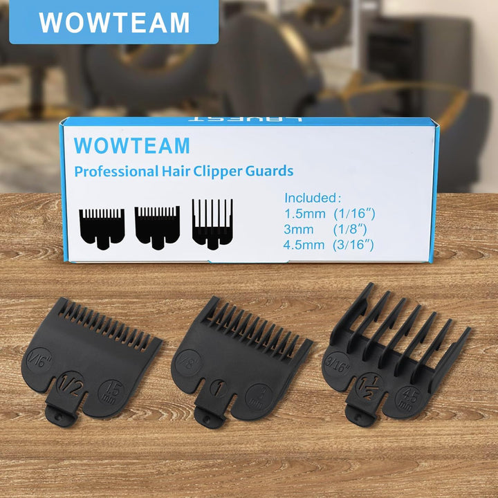 Clipper Guards Set Fits for Most Wahl Clippers and Babyliss FX870, Clipper Guides Replacement - 1/16”, 1/8", 3/16", 3 Piece Set, Black Color