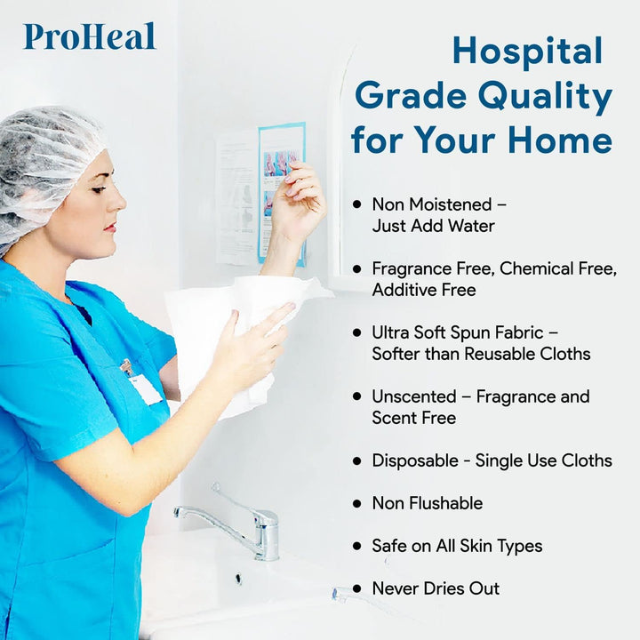 Disposable Dry Wipes, 50 Pack – Ultra Soft Non-Moistened Cleansing Cloths for Adults, Incontinence, Baby Care, Makeup Removal – 9.5" X 13.5" - Hospital Grade, Durable