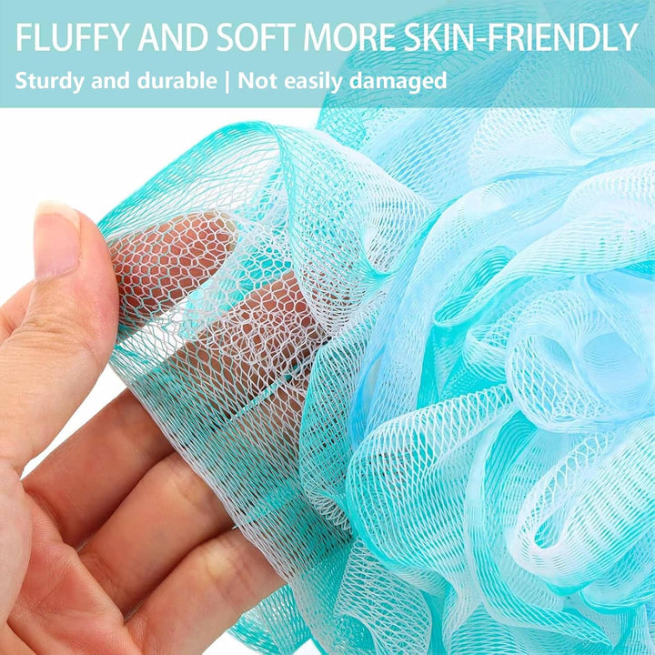 6 Pack 75G/Pc Large Loofahs Shower Sponge, Mesh Pouf Bath Sponges Exfoliating Body Scrubber Shower Scrunchies (A Color)