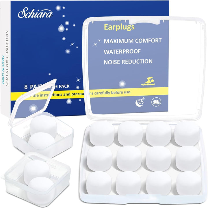 Ear Plugs for Sleeping, 16 Moldable Noise Cancelling Silicone Earplugs for Swimming, Snoring, Sleep and Studying