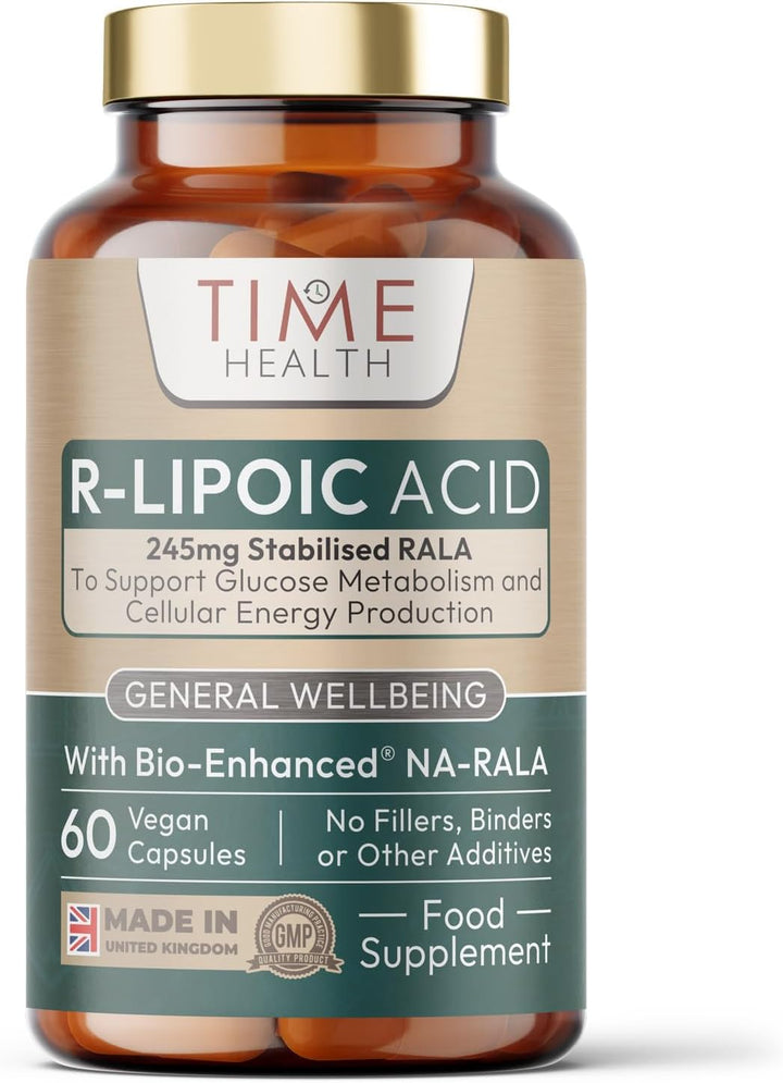 Bio-Enhanced® R-Lipoic Acid - 60 X 245Mg Capsules - Stabilised & Highly Dosed Na-Rala - Biotin - UK Made - GMP Standards - Zero Additives - Vegan - Pullulan - 60 Capsules