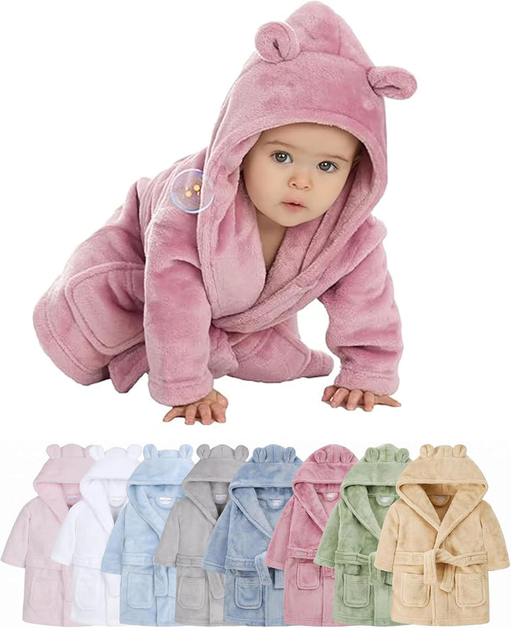 Personalised Baby Dressing Gown Baby Dressing Gown Robe with Teddy Ears Bath Robe Towel Personalised Gifts Girl Boy Clothing