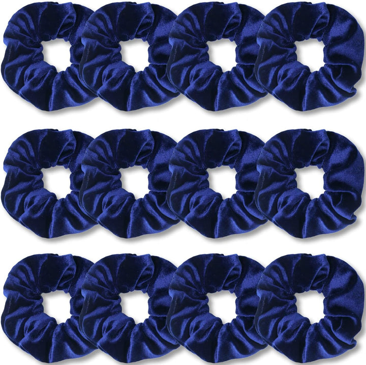 Scrunchies for Women, Premium Velvet Scrunchy for Hair, Solid Color Elastic Thick Bands, Soft Ropes Ponytail Holder Hair Accessories, 12 Pack