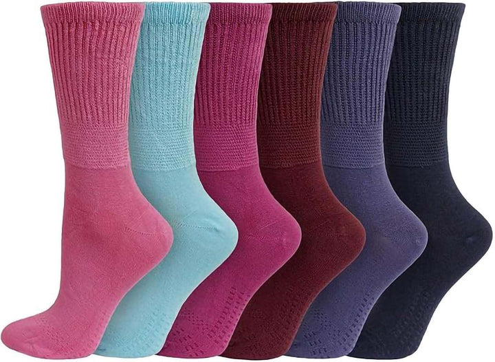 Ladies Bamboo Diabetic EXTRA WIDE Non-Binding Socks with Hand Linked Toe Seam -Lightweight Women’S Non-Elastic Socks Diabetic Crew Sock Women Everyday Use UK Size 4/8 (Assorted, Pack of 3)