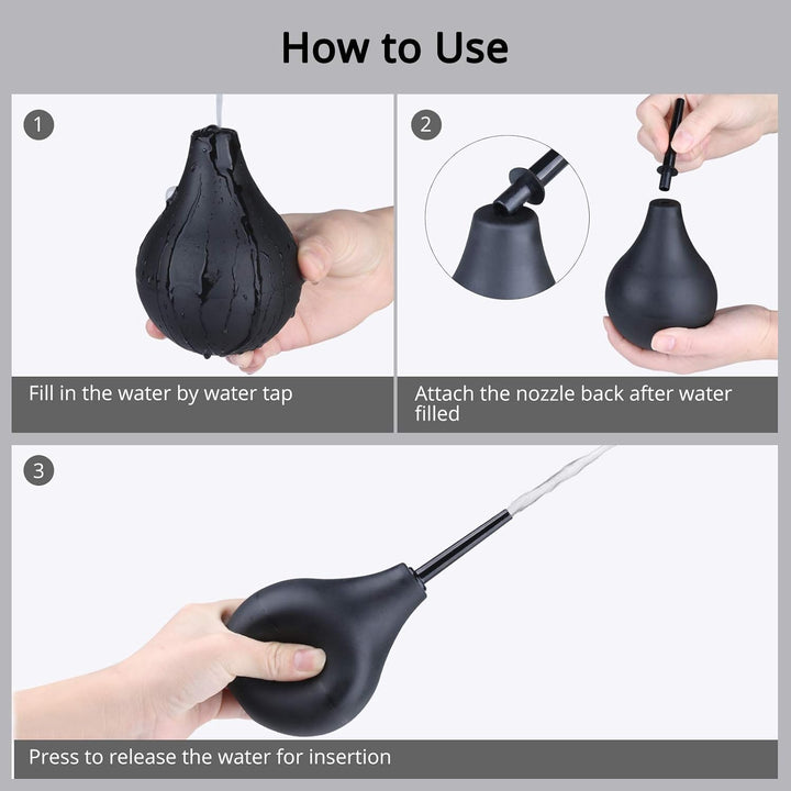 Enema Bulb 224Ml for Men and Women - Reusable Colon Cleansing Douche for Constipation - UKCA, CE & FDA Certified - Includes 2 Slim Nozzles (1 Soft, 1 Hard)