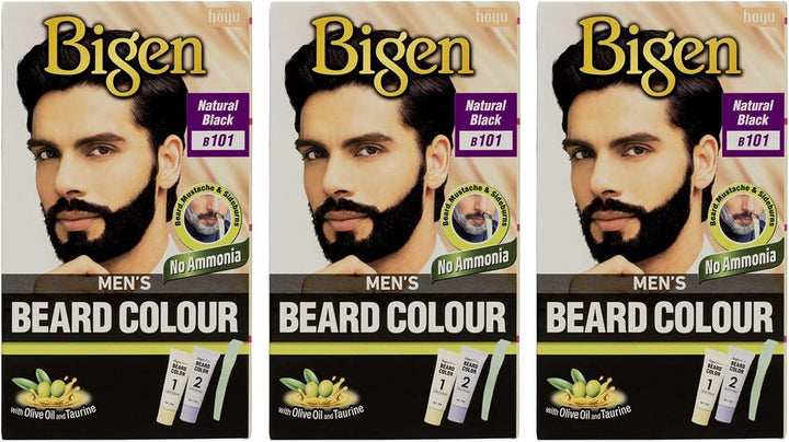 3 X  Men'S Beard Colour | No Ammonia Formula with Aloe Extract & Olive Oil | Covers Gray Hair, Leaves No Stains, Long-Lasting Results | 102 Brown Black