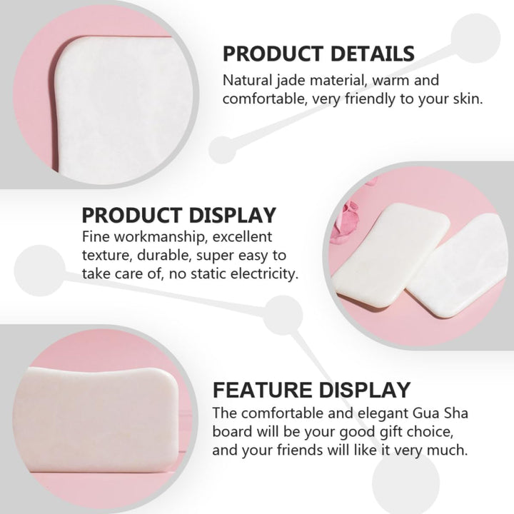 Natural Jade Gua Sha Scraping Massage Tool for Spa Use Smooth White Jade Stone Scraping Board for Face and Body Massage Skin Care Therapy Anti-Static and Comfortable