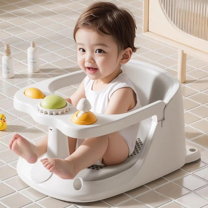 Baby Bath Seat 6 Months+ Child Bath Tub Non-Slip Baby Bath Chair with Toys, Water Jug, Grey New
