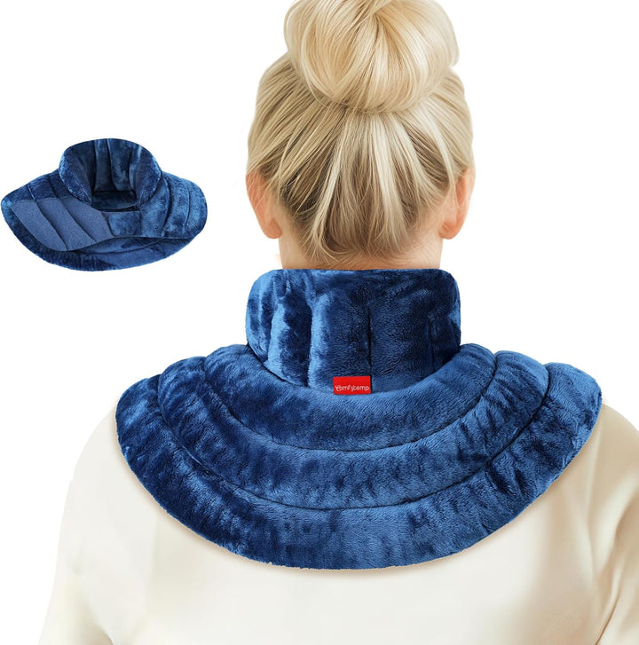 Microwave Heating Pad for Neck, Shoulders, 2.42LB Weighted Microwavable Neck Warmer for Pain Relief, Wearables Adjustable Heated Neck Wrap, Wheat Bags with Moist Heat Therapy, Recovery Gifts