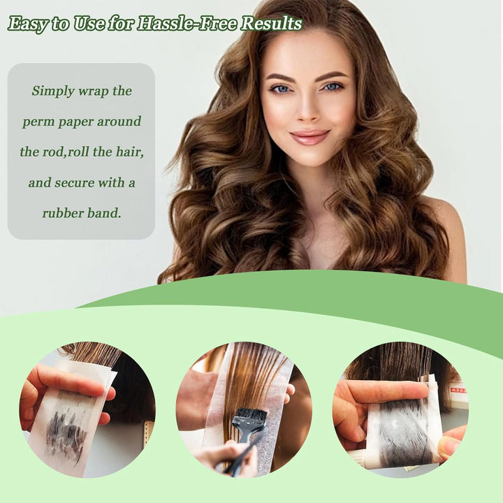 100 Pcs Salon Perm Paper, Salon Perm Paper Hair Color Paper, Hairdressing Perm Paper, Good Toughness High Temperature Resistance Perm Paper for Hot Cold Hair Curling Styling (11.5X6.5Cm, White)
