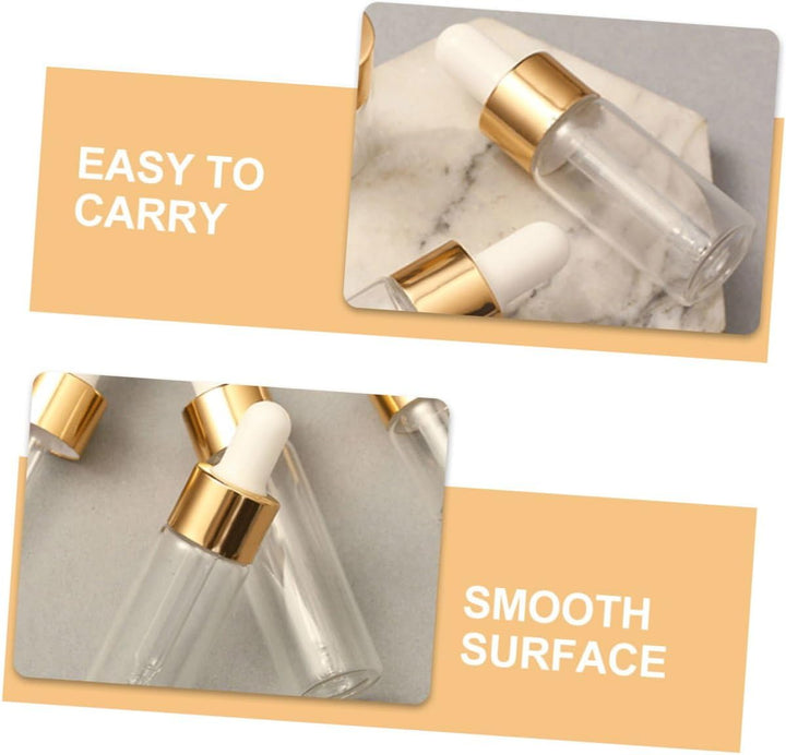 10Pcs Leakproof Glass Dropper Bottles Clear Essential Oil Containers Portable Travel Storage with Tops for Perfume and Aromatherapy