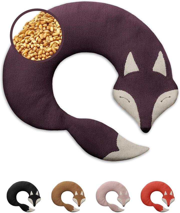 Wheat Bag Microwavable - 100% Organic Cotton and Organic Wheat - Fox Red - Microwave Pillow, Unscented - Snug Grain Pillow Ideal for Tension in Back, Neck and Shoulders