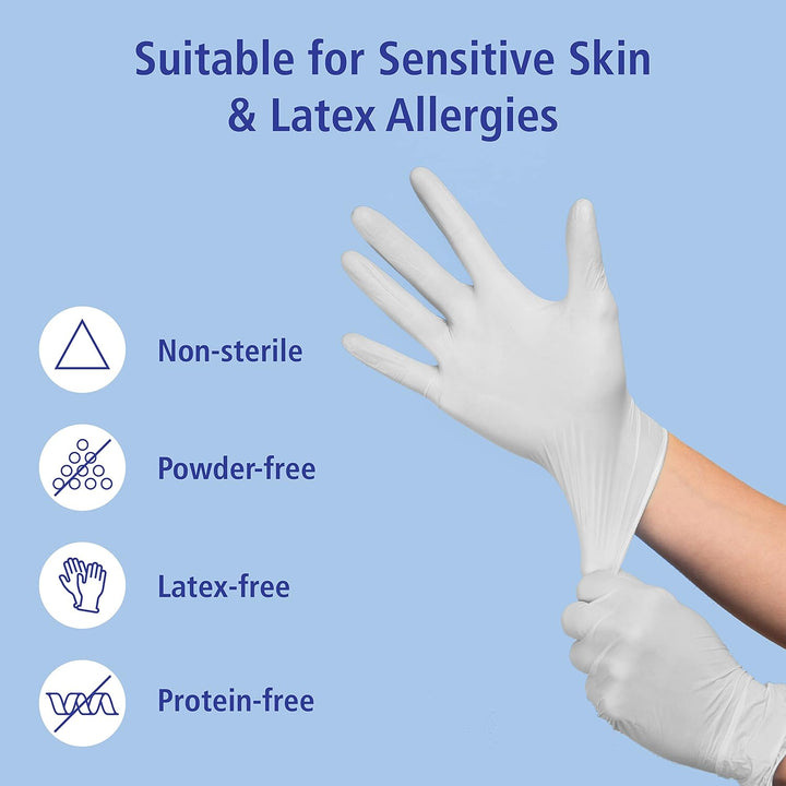 Nitrile® 3000 White Examination Glove - Powder & Latex Free Disposable Exam Gloves - Suitable for Multiple Sectors - Size Medium - 100Pcs