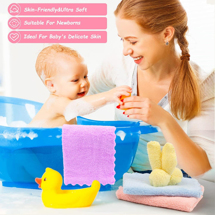 Baby Washcloths 24-Pack (7''X9''), Microfiber Coral Fleece Baby Towels, Super Soft and Absorbent Wash Cloths for Newborns, Infants and Toddlers, Gentle on Delicate Skin for Face Hands and Body