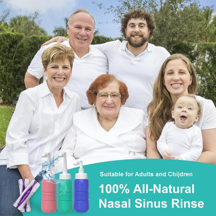 40 Nasal Rinse Mix + Neti Pot | Nose Wash Bottle 300Ml Sinus Rinse Bottle with Nasal Wash Salt + Nasal Spray with Waterproof Storage Bag