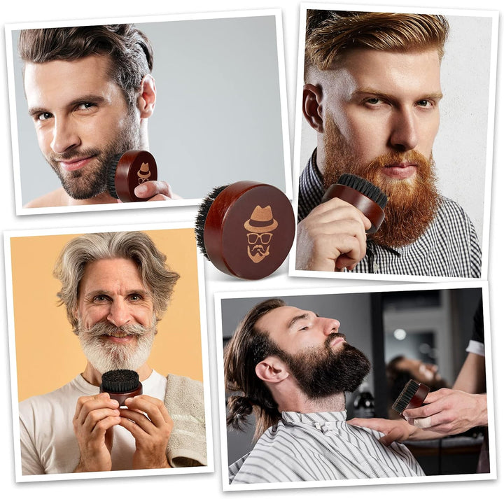 Beard Brush, 100% Boar Bristle Black Walnut Wood Beard Comb Brush for Men to Tame and Soften Your Facial Hair from