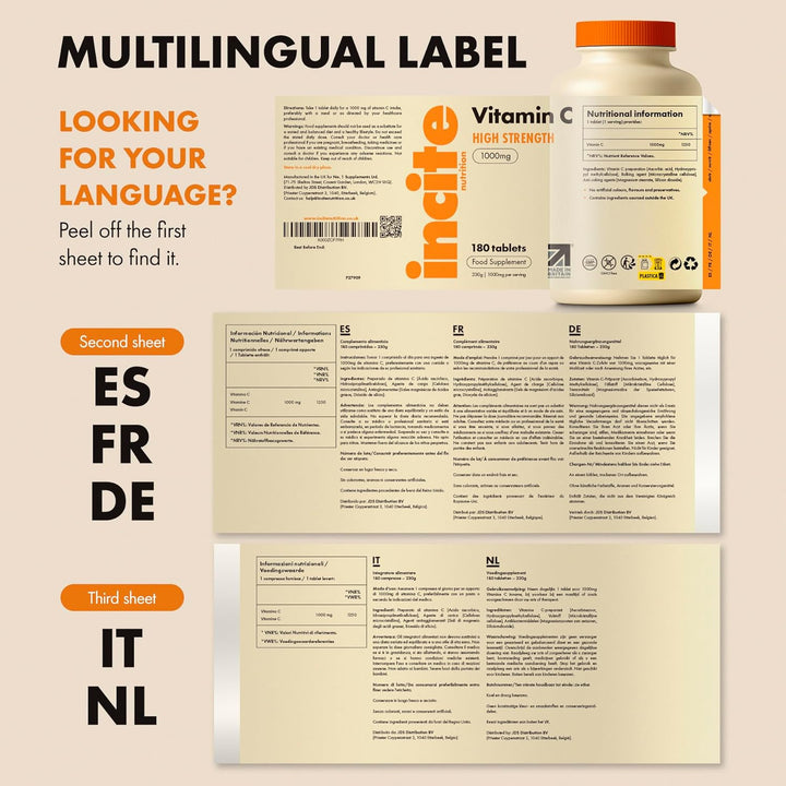 Vitamin C 1000Mg | 180 Premium Tablets (6 Month’S Supply) | High Dose Quality Ascorbic Acid | Suitable for Vegetarian & Vegans| Made in the UK by ®