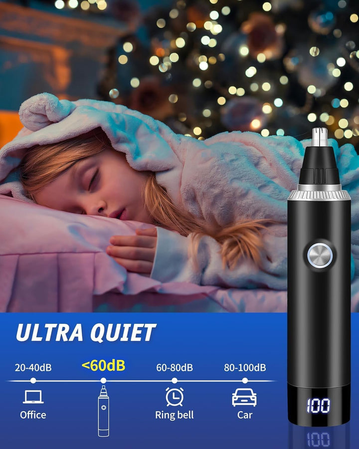 Rechargeable Nose Hair Trimmer for Men and Women, 3-In-1 Professional Painless Eyebrow and Facial Hair Trimmer, IPX7 Waterproof Nose Trimmer Men with Dual Edge Blades,Eyebrow Trimmer