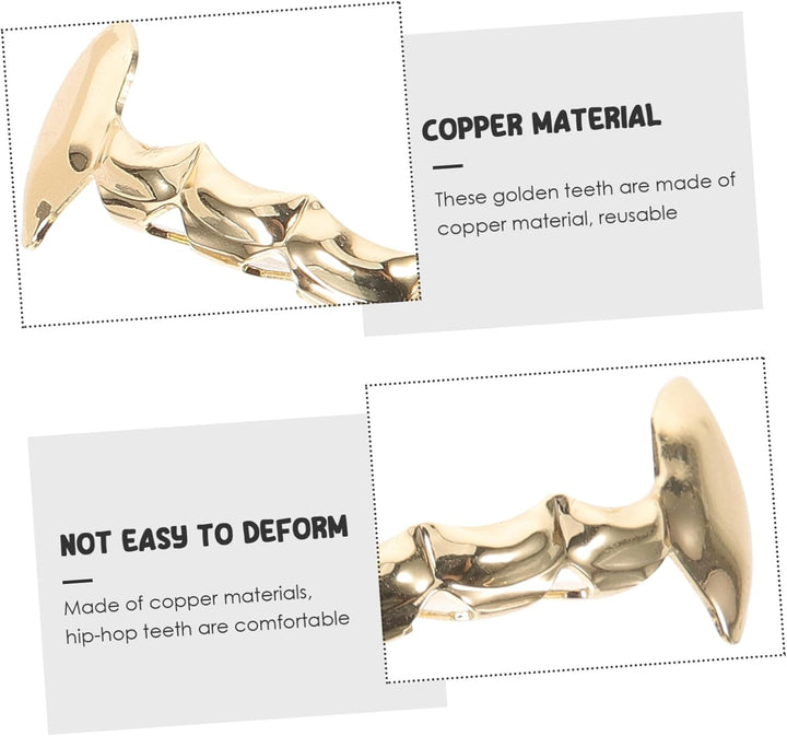 5 Sets Hip Hop Vampire Mouth Grills Copper Fake Teeth Halloween Cosplay Costume Accessory Funny Fashion Party Props for Men