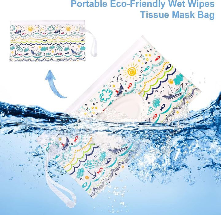 4 Pack Wet Wipe Pouch, Extra Large 10" X 6" Reusable Baby Wipe Case Refillable Wipes Dispenser Travel Container Wipes Bag for Baby and Adult (Colorful)